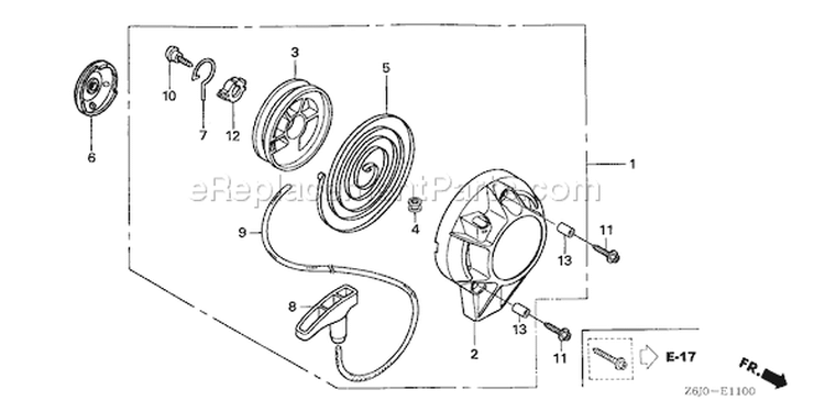 Page K Diagram and Parts List for GX25NT Type SAM3 - VIN# GCART-1000001 Honda Engine