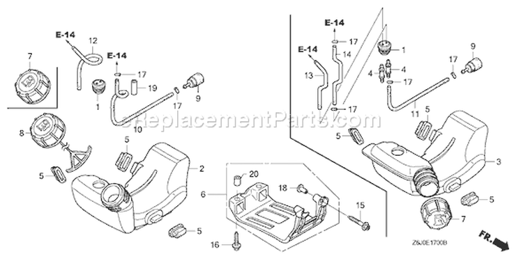 Page H Diagram and Parts List for GX25NT Type SAM3 - VIN# GCART-1000001 Honda Engine