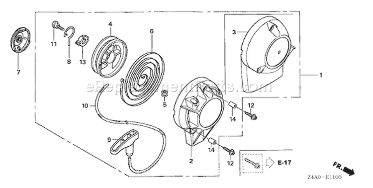 Page L Diagram and Parts List for GX25N Type W3 - VIN# GCADK-1000001-9999999 Honda Engine