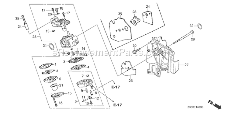 Page C Diagram and Parts List for GX25T Type HUT - VIN# GCANT-1000001 Honda Engine