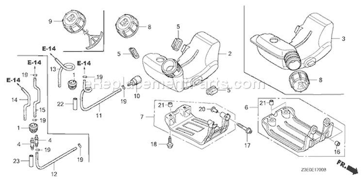 Page H Diagram and Parts List for GX25T Type HUT - VIN# GCANT-1000001 Honda Engine