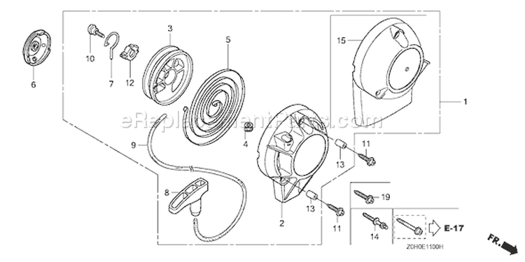 Page K Diagram and Parts List for GX25 Type SAM2 - VIN# GCAAM-1200001-9999999 Honda Engine