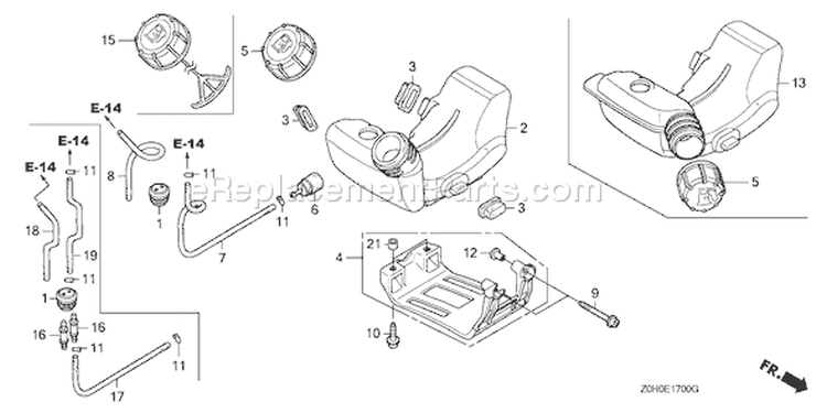 Page H Diagram and Parts List for GX25 Type SAM2 - VIN# GCAAM-1200001-9999999 Honda Engine