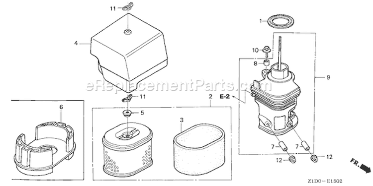 Page A Diagram and Parts List for GX270T Type QAG2 - VIN# GCADT-1000001-9999999 Honda Engine