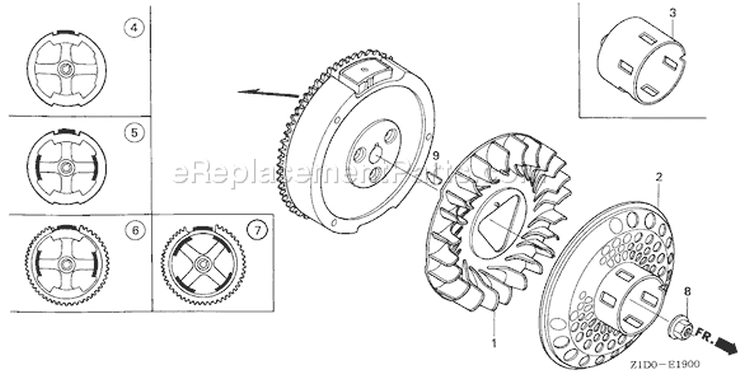 Page J Diagram and Parts List for GX270T Type QAG2 - VIN# GCADT-1000001-9999999 Honda Engine