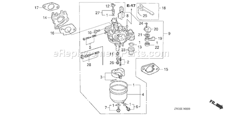 Page C Diagram and Parts List for GX270T Type QAG2 - VIN# GCADT-1000001-9999999 Honda Engine