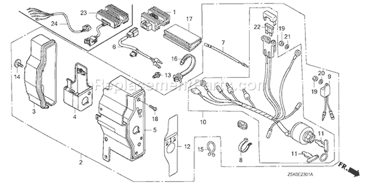 Page E Diagram and Parts List for GX270UT Type QAR2 - VIN# GCAJT-1000001 Honda Engine