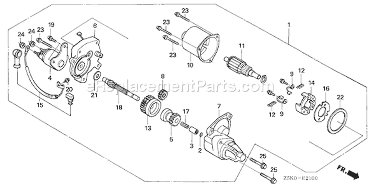 Page T Diagram and Parts List for GX270RT Type VPE2 - VIN# GCAJT-1163870 Honda Engine
