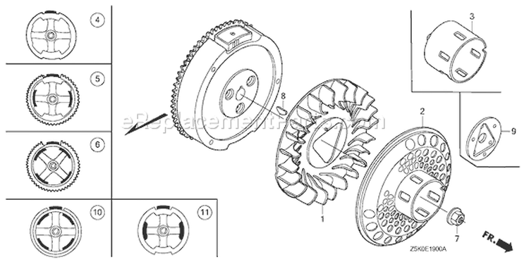 Page K Diagram and Parts List for GX270RT Type VPE2 - VIN# GCAJT-1163870 Honda Engine