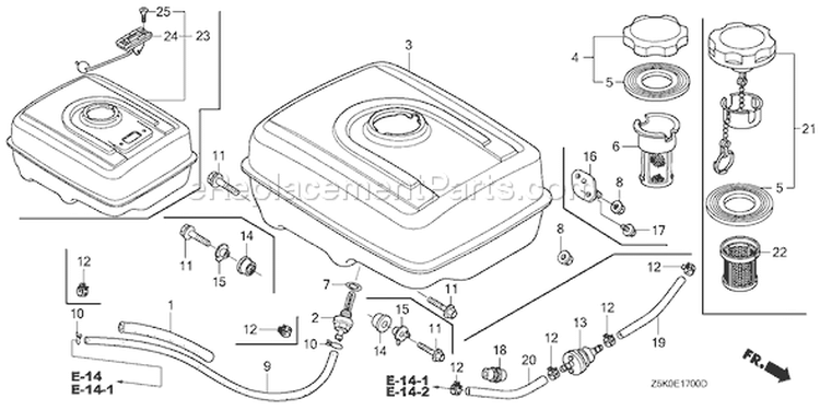 Page L Diagram and Parts List for GX270RT Type VPE2 - VIN# GCAJT-1163870 Honda Engine