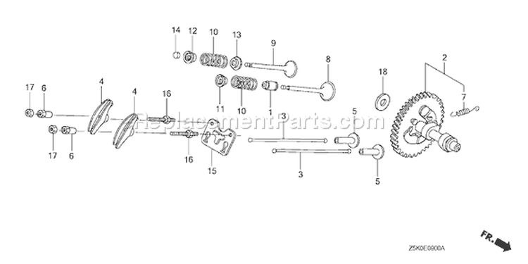Page B Diagram and Parts List for GX270RT Type VPE2 - VIN# GCAJT-1163870 Honda Engine