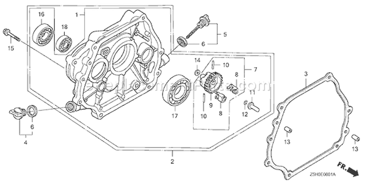 Page E Diagram and Parts List for GX270U Type LXQ4 - VIN# GCALK-1000001 Honda Engine