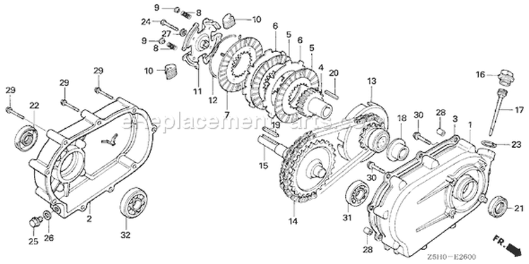 Page R Diagram and Parts List for GX270U Type RA2 - VIN# GCALK-1000001 Honda Engine