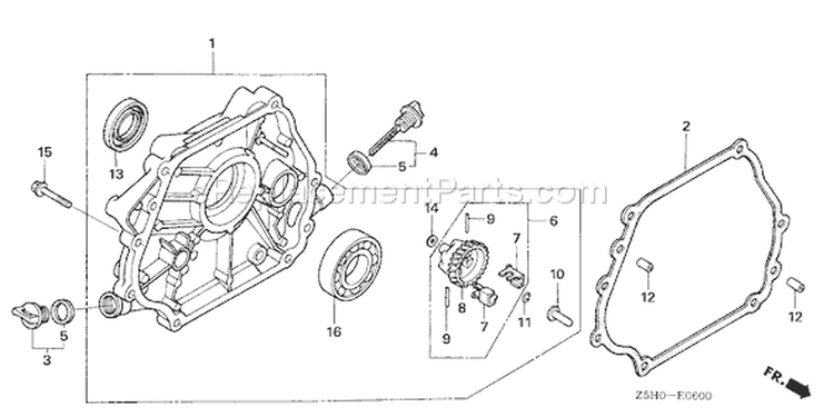 Page E Diagram and Parts List for GX270U Type VSD9 - VIN# GCALK-1000001 Honda Engine
