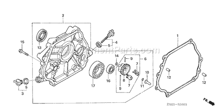 Page F Diagram and Parts List for GX270U Type QXB6 - VIN# GCALK-1000001 Honda Engine