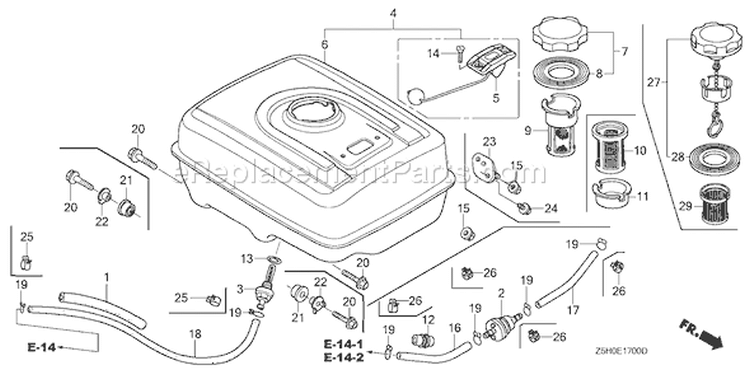 Page L Diagram and Parts List for GX270U Type WMA4 - VIN# GCALK-1000001 Honda Engine