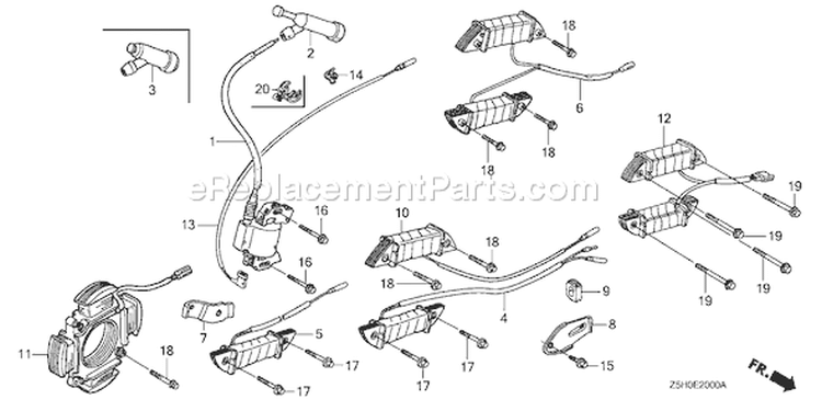 Page M Diagram and Parts List for GX270U Type WMA4 - VIN# GCALK-1000001 Honda Engine