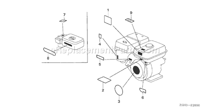 Page N Diagram and Parts List for GX270U Type WMA4 - VIN# GCALK-1000001 Honda Engine