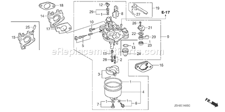 Page C Diagram and Parts List for GX270U Type WMA4 - VIN# GCALK-1000001 Honda Engine