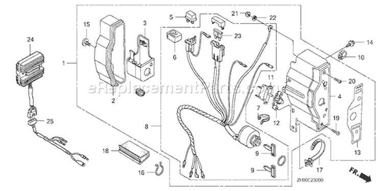 Page E Diagram and Parts List for GX270 Type QAR2/A - VIN# GCAB-2000001-9999999 Honda Engine