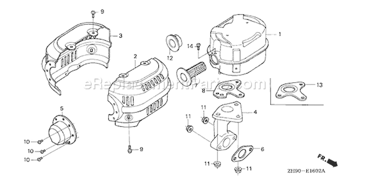 Page N Diagram and Parts List for GX270 Type QAW/A - VIN# GCAB-2000001-9999999 Honda Engine