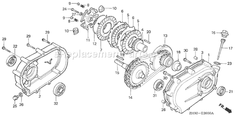Page Q Diagram and Parts List for GX270 Type RA2 - VIN# GCAB-1000001-1999999 Honda Engine