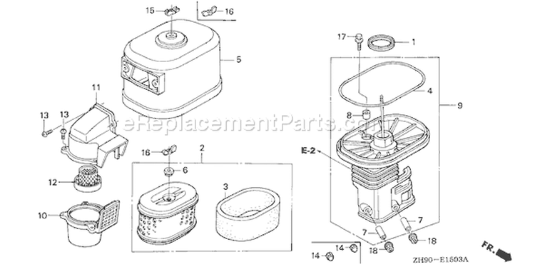 Page A Diagram and Parts List for GX270 Type QSC9/A - VIN# GCAB-2000001-9999999 Honda Engine
