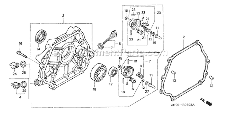 Page F Diagram and Parts List for GX270 Type PAE2/A - VIN# GCAB-2000001-9999999 Honda Engine
