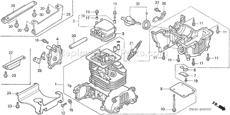 Page F Diagram and Parts List for GX31 Type SA2/A - VIN# GCAG-2100001-9999999 Honda Engine