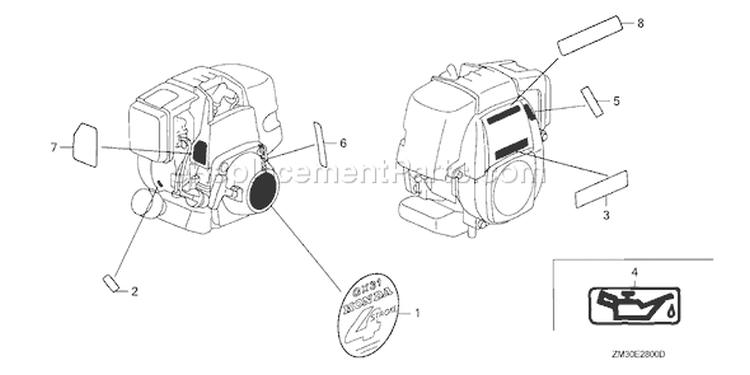 Page I Diagram and Parts List for GX31 Type SA2/A - VIN# GCAG-2100001-9999999 Honda Engine