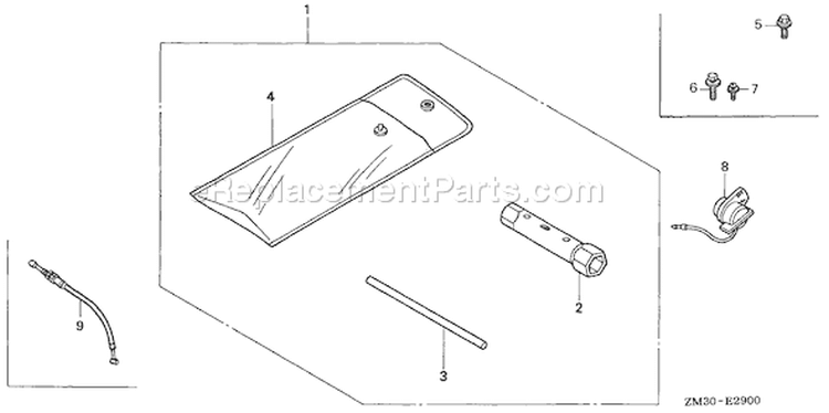 Page M Diagram and Parts List for GX31 Type SA2/A - VIN# GCAG-2100001-9999999 Honda Engine