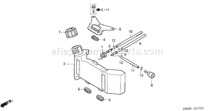 Page H Diagram and Parts List for GX31 Type TAP/A - VIN# GCAG-2100001-9999999 Honda Engine