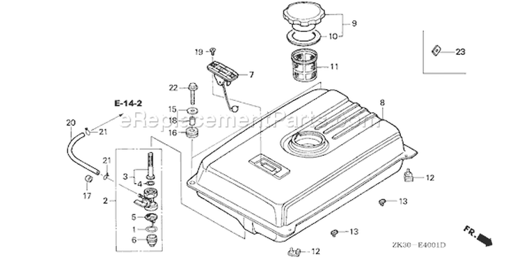 Page M Diagram and Parts List for GX340K1 Type EDT/A - VIN# GC05-3600001-9999999 Honda Engine