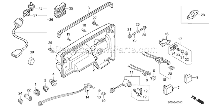 Page F Diagram and Parts List for GX340K1 Type ED6/A - VIN# GC05-3600001-9999999 Honda Engine