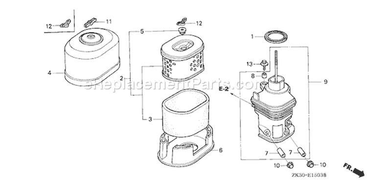 Page A Diagram and Parts List for GX340K1 Type PXA2 - VIN# GC05-3600001-9999999 Honda Engine