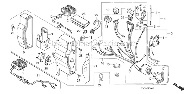 Page E Diagram and Parts List for GX340K1 Type QAH2/A - VIN# GC05-3600001-9999999 Honda Engine