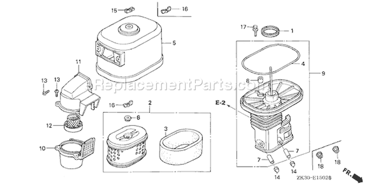 Page A Diagram and Parts List for GX340K1 Type QXC/A - VIN# GC05-3600001 Honda Engine