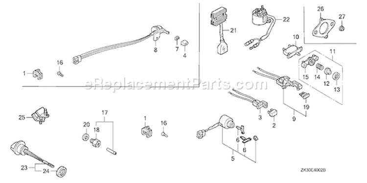 Page E Diagram and Parts List for GX340K1 Type VWE - VIN# GC05-3600001-9999999 Honda Engine