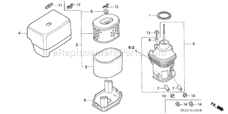Page A Diagram and Parts List for GX340K1 Type VWE2/A - VIN# GC05-3600001-9999999 Honda Engine