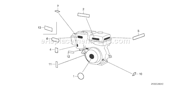 Page N Diagram and Parts List for GX340K1 Type VWE2/A - VIN# GC05-3600001-9999999 Honda Engine