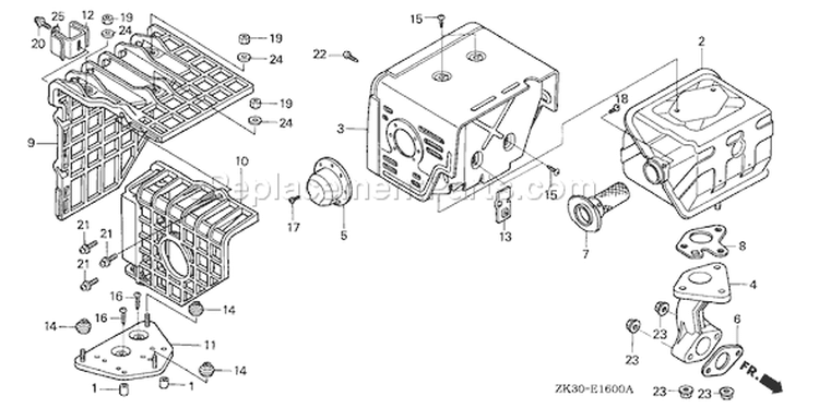 Page N Diagram and Parts List for GX340K1 Type VWS2/A - VIN# GC05-3600001-9999999 Honda Engine