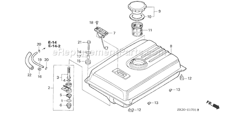 Page L Diagram and Parts List for GX340K1 Type EDN2 - VIN# GC05-2000001-3599999 Honda Engine
