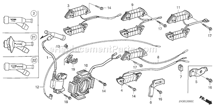 Page L Diagram and Parts List for GX340K1 Type LX - VIN# GC05-2000001-3599999 Honda Engine