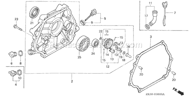 Page E Diagram and Parts List for GX340K1 Type SXP - VIN# GC05-2000001-3599999 Honda Engine