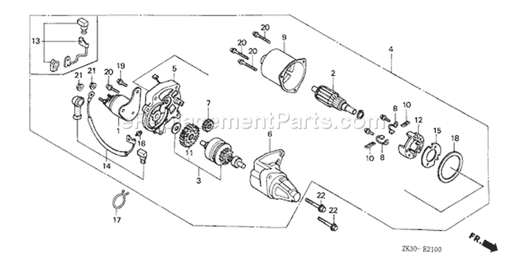 Page S Diagram and Parts List for GX340K1 Type VXE/A - VIN# GC05-3600001 Honda Engine
