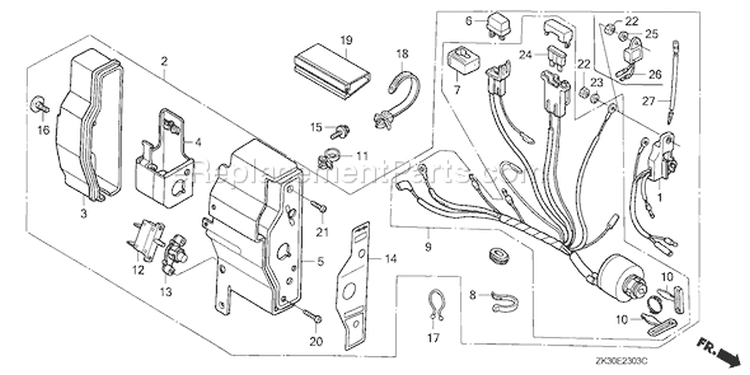 Page E Diagram and Parts List for GX340K1 Type VXE/A - VIN# GC05-3600001 Honda Engine
