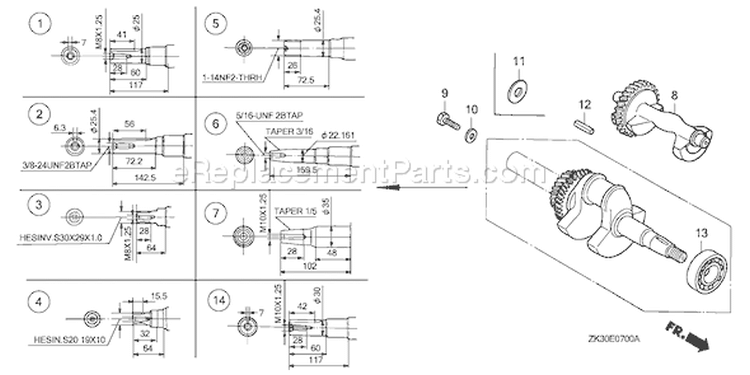 Page G Diagram and Parts List for GX340K1 Type VXE/A - VIN# GC05-3600001 Honda Engine