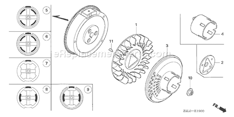 Page K Diagram and Parts List for GX340R1 Type EDN2 - VIN# GCAMK-1000001 Honda Engine