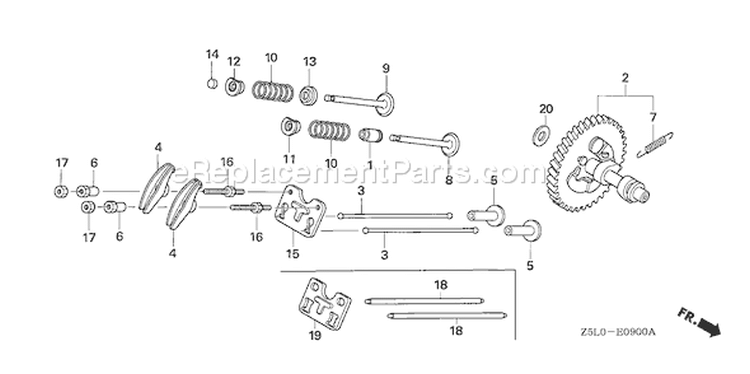 Page B Diagram and Parts List for GX340R1 Type EDN2 - VIN# GCAMK-1000001 Honda Engine