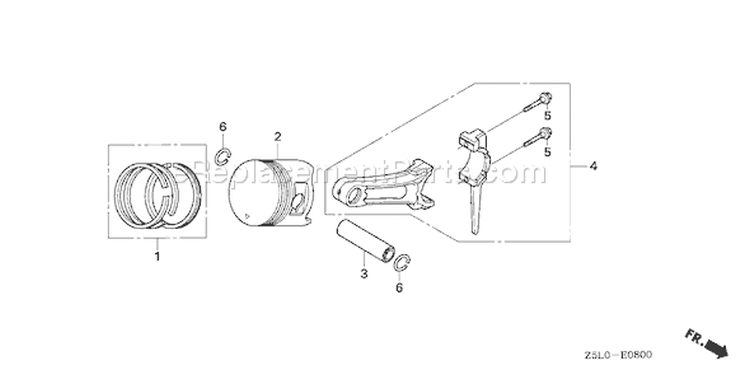 Page T Diagram and Parts List for GX340R1 Type EDS2 - VIN# GCAMK-1000001 Honda Engine